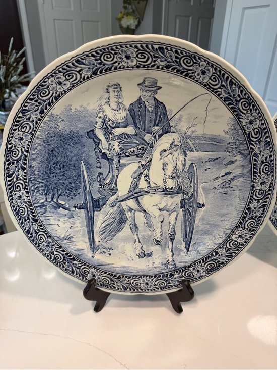 Other - Vintage Royal Boch Delfts Blue & White Horse Carriage Decorative Plates Set of 2